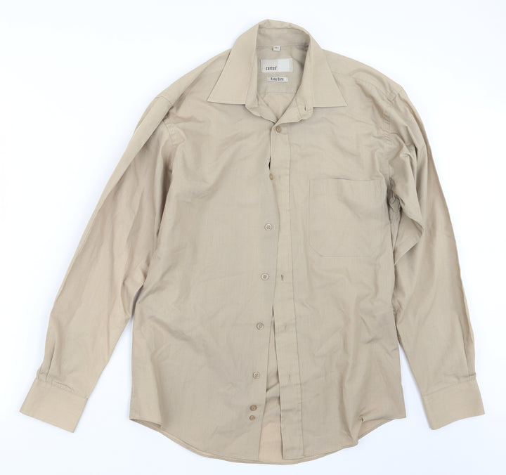 Zantos Mens Beige Button-Up Size 14.5