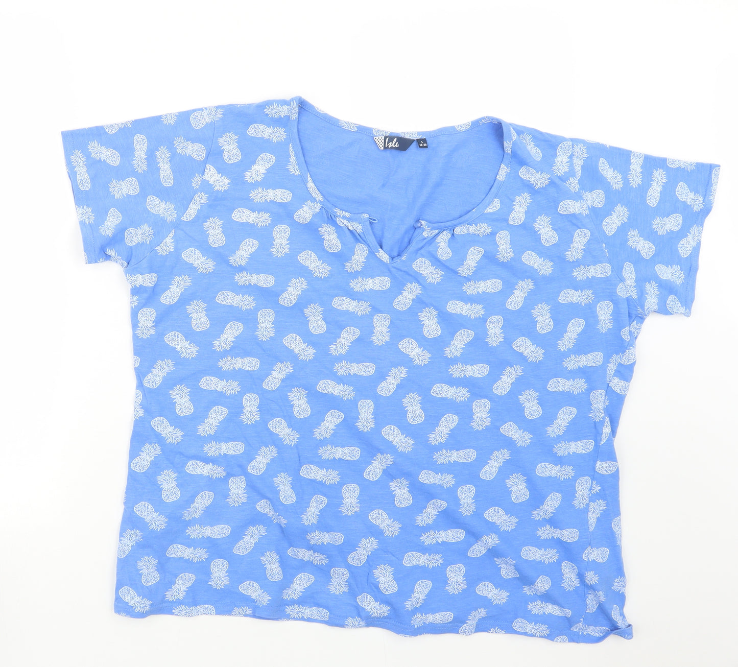 EWM Womens Blue Geometric  Basic T-Shirt Size 18