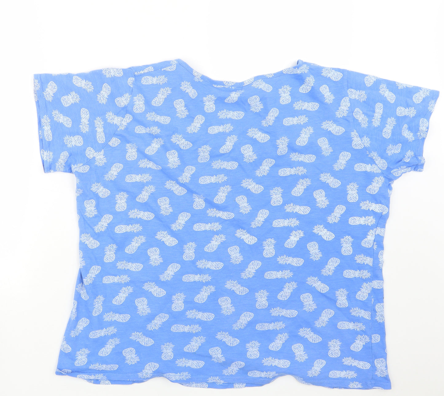 EWM Womens Blue Geometric  Basic T-Shirt Size 18