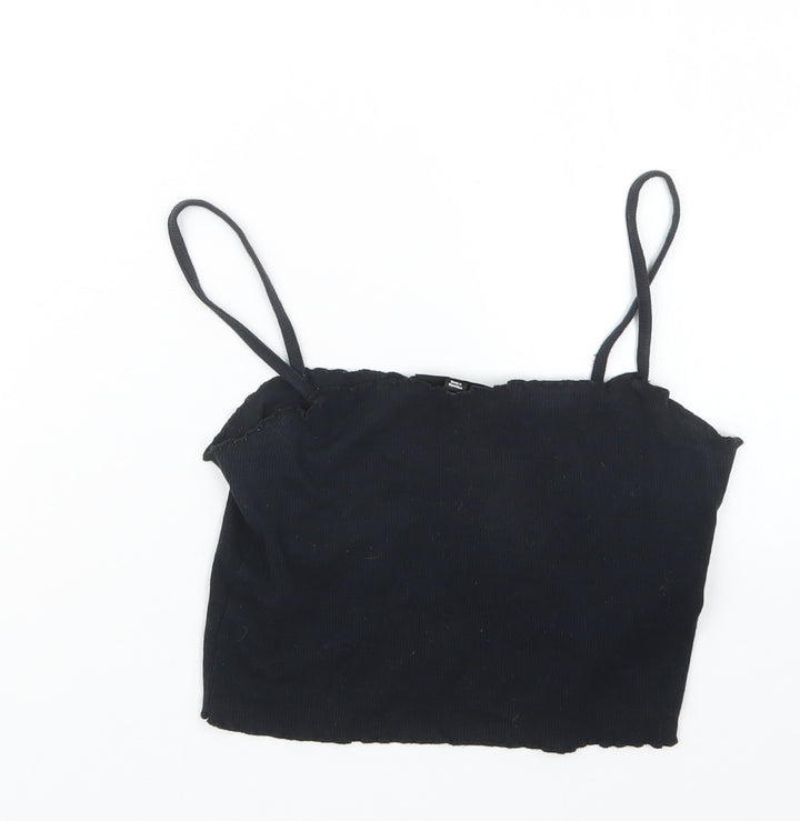 Topshop Womens Black   Cropped T-Shirt Size 8