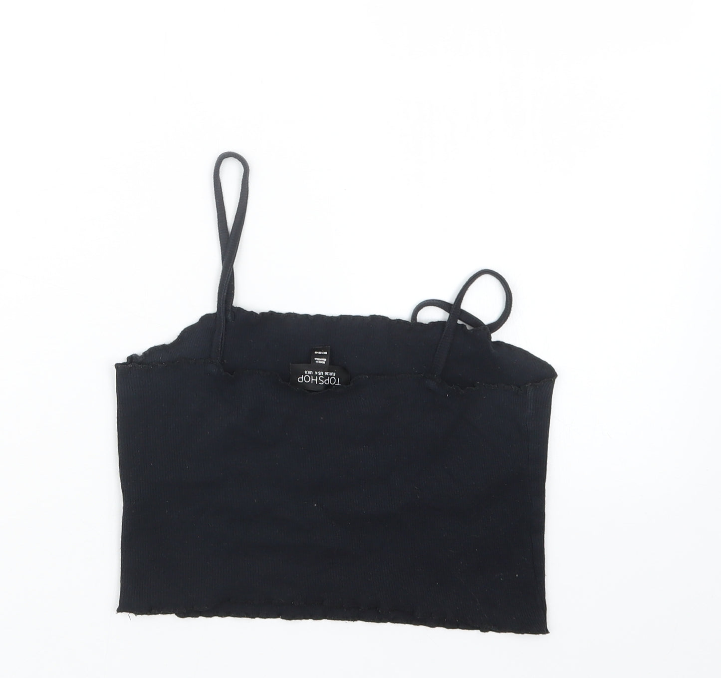 Topshop Womens Black   Cropped T-Shirt Size 8