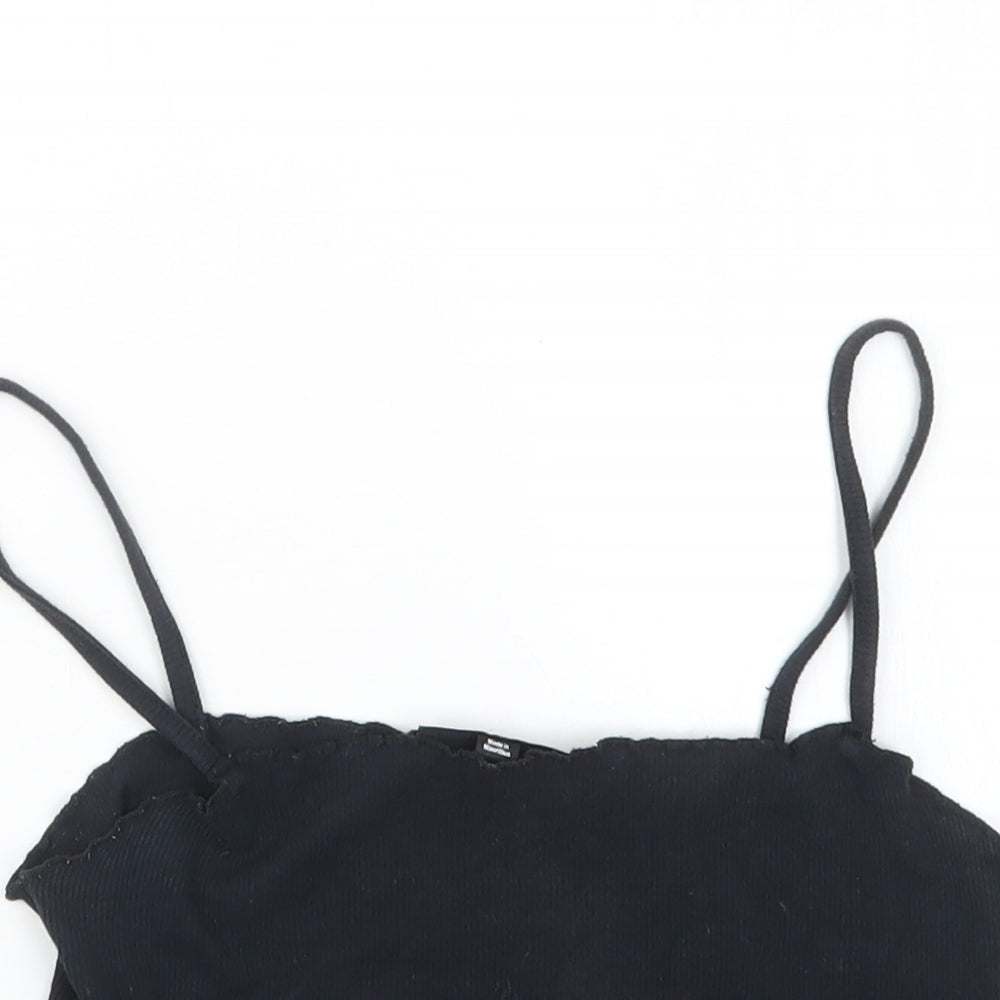 Topshop Womens Black   Cropped T-Shirt Size 8