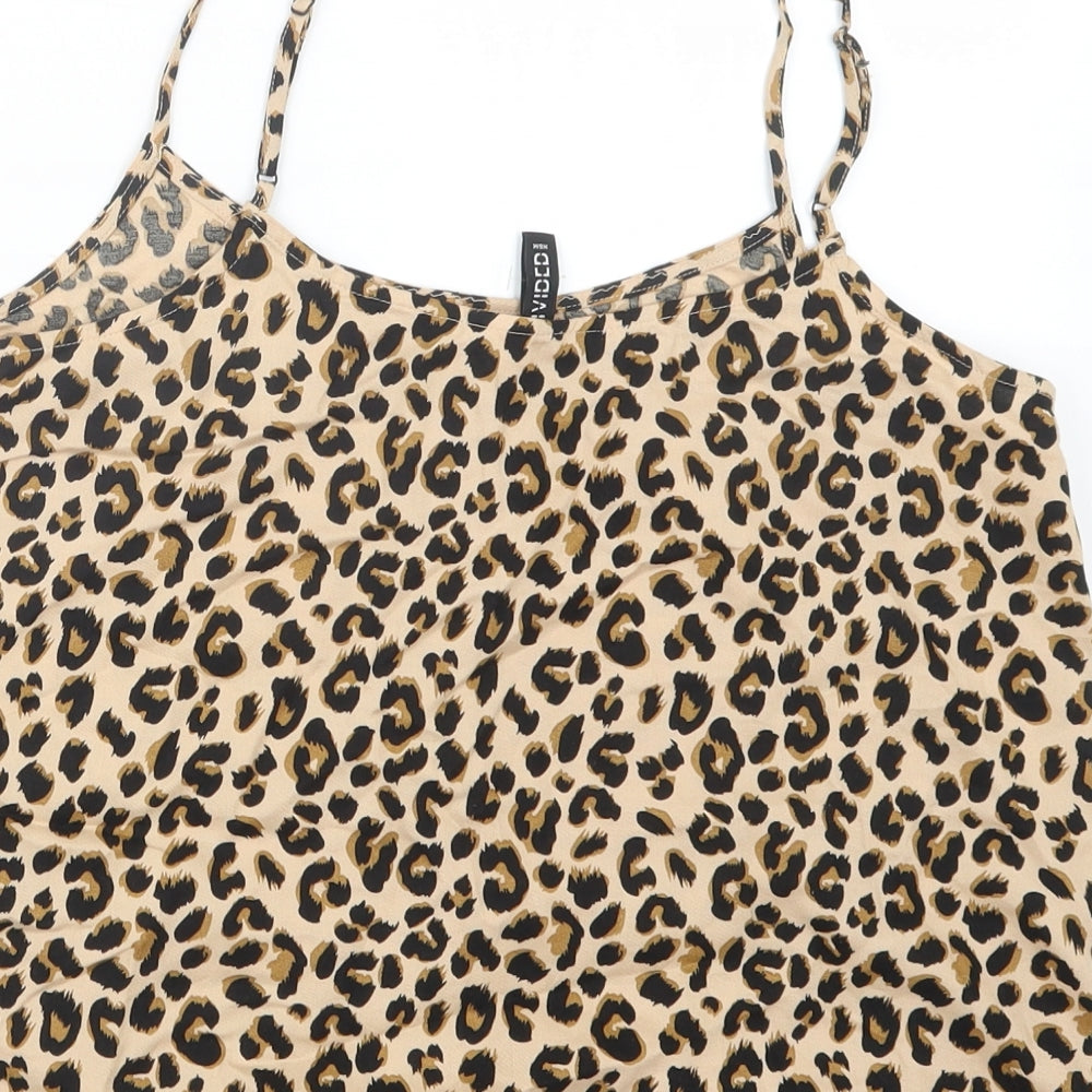 Divided by H&M Womens Brown Animal Print  Cropped T-Shirt Size 8