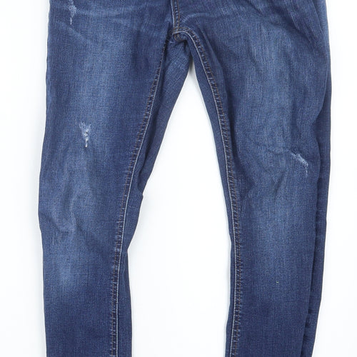 Denim Co. Womens Blue  Denim Straight Jeans Size 8 L26.5 in