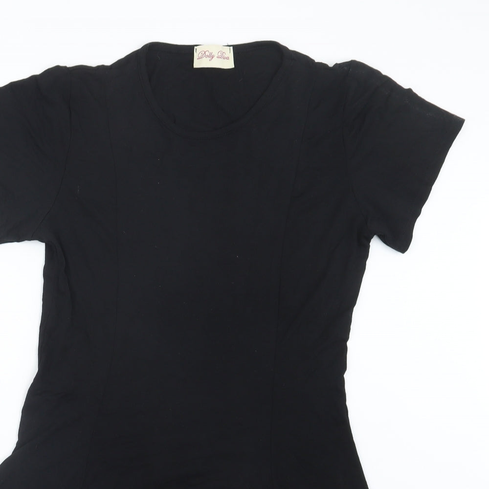 Dolly Diva Womens Black   T-Shirt Dress  Size 16