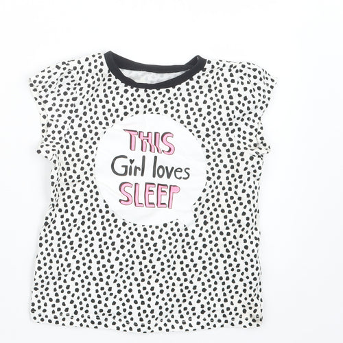 George Girls Black Animal Print  Top Pyjama Top Size 2-3 Years