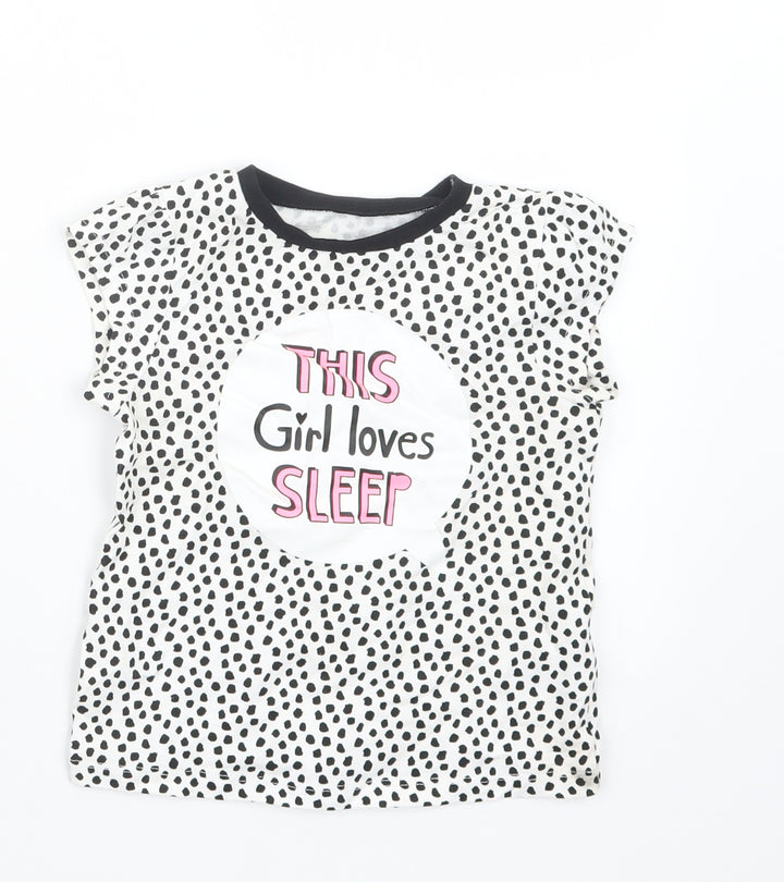 George Girls Black Animal Print Top Pyjama Top Size 2-3 Years