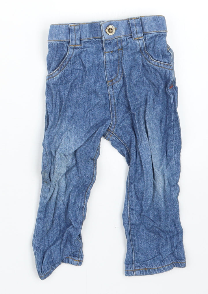 Nutmeg Boys Blue Denim Cargo Jeans Size 9-12 Months
