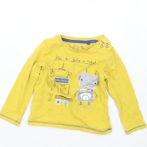 TU Boys Yellow   Basic T-Shirt Size 9-12 Months