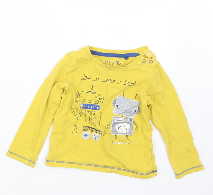 TU Boys Yellow   Basic T-Shirt Size 9-12 Months