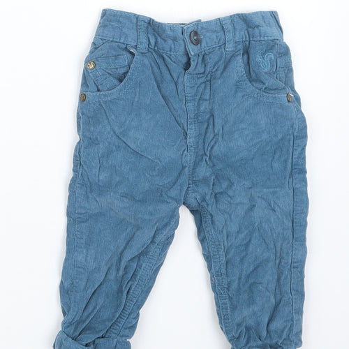 BHS Boys Blue  Velvet Cargo Trousers Size 9-12 Months