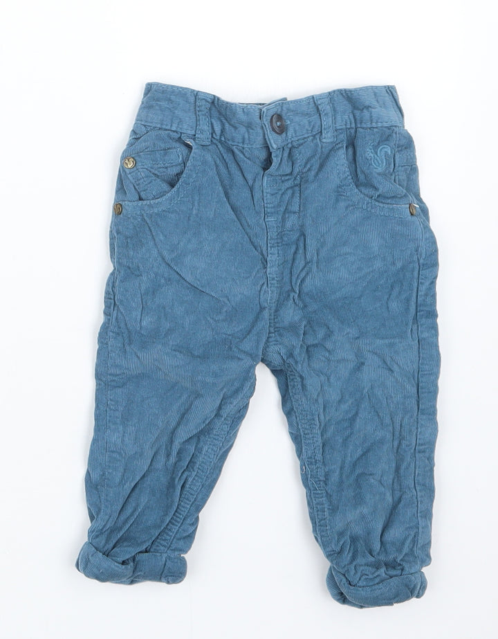 BHS Boys Blue Velvet Cargo Trousers Size 9-12 Months
