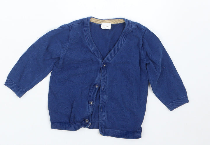 H&M Boys Blue Knit Cardigan Jumper Size 6-9 Months