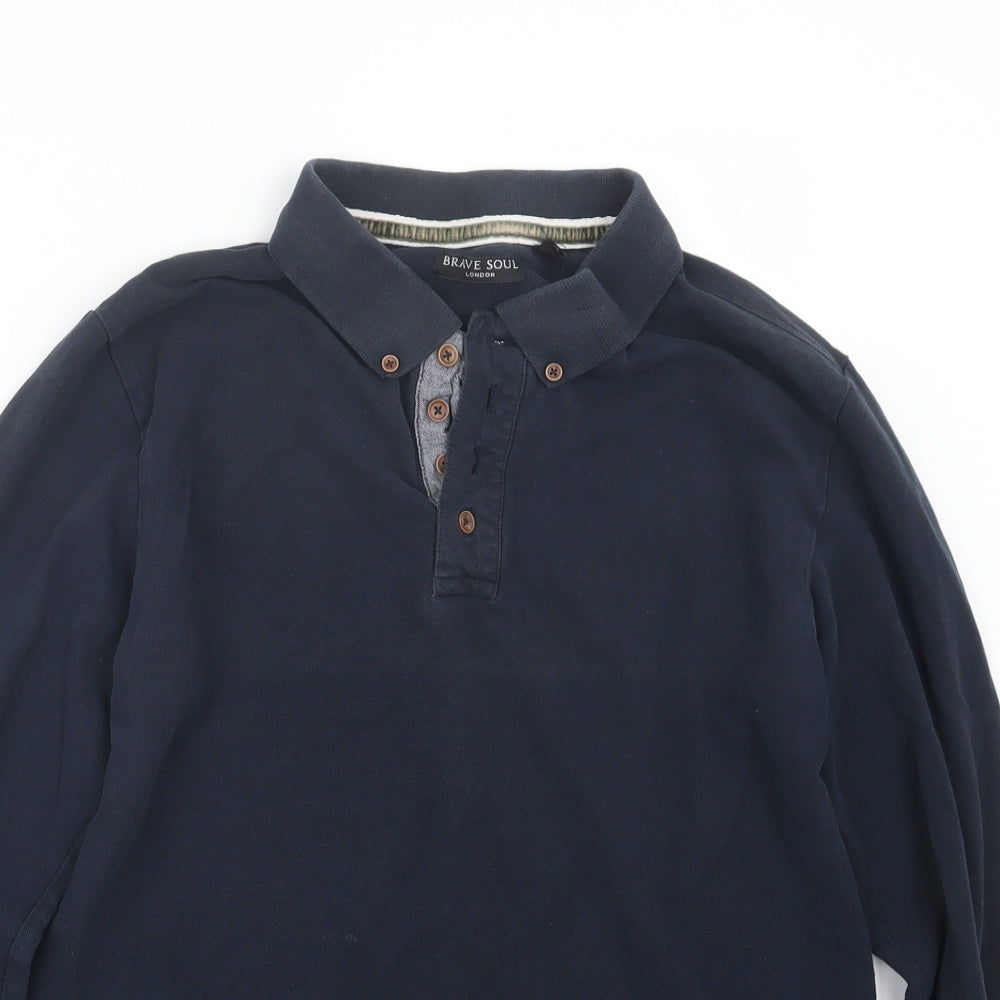 Brave Soul Mens Blue    Polo Size L