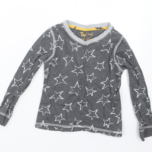 TU Girls Grey Geometric  Top Pyjama Top Size 3-4 Years
