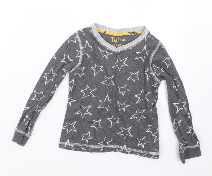 TU Girls Grey Geometric Top Pyjama Top Size 3-4 Years