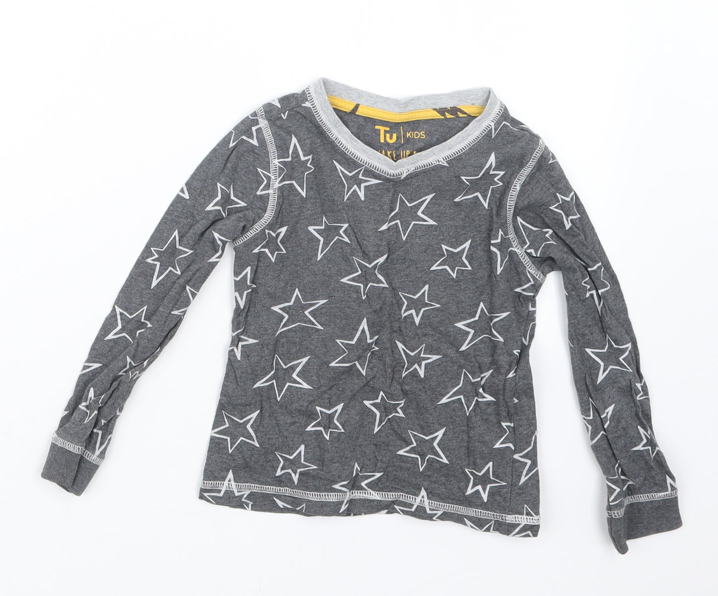TU Girls Grey Geometric  Top Pyjama Top Size 3-4 Years