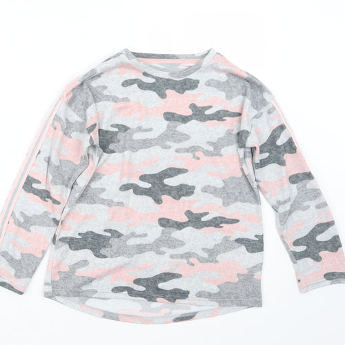 Matalan Girls Grey Camouflage  Pullover Jumper Size 9 Years