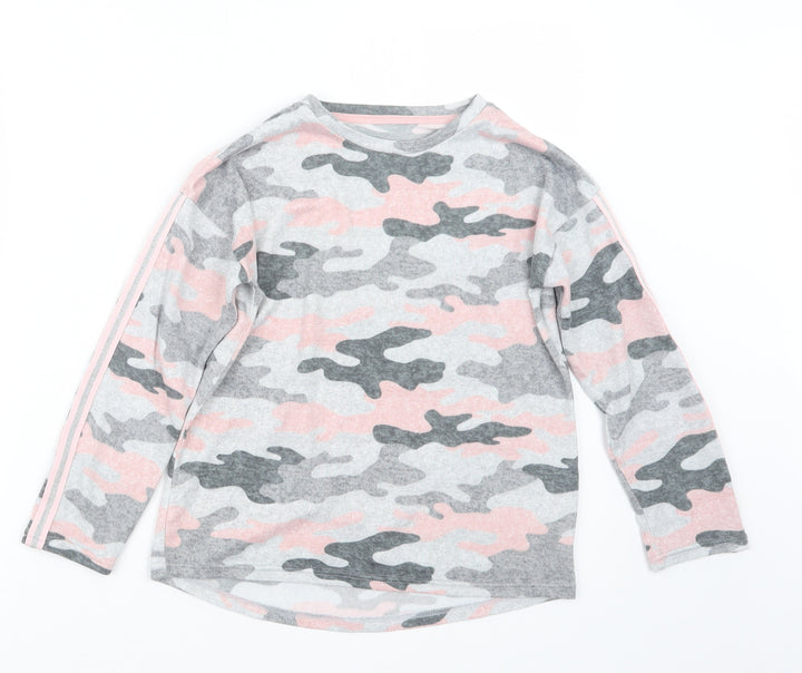 Matalan Girls Grey Camouflage  Pullover Jumper Size 9 Years