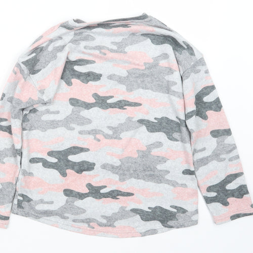 Matalan Girls Grey Camouflage  Pullover Jumper Size 9 Years