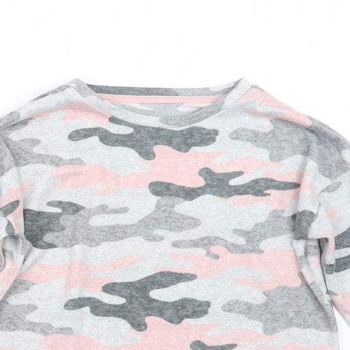 Matalan Girls Grey Camouflage  Pullover Jumper Size 9 Years