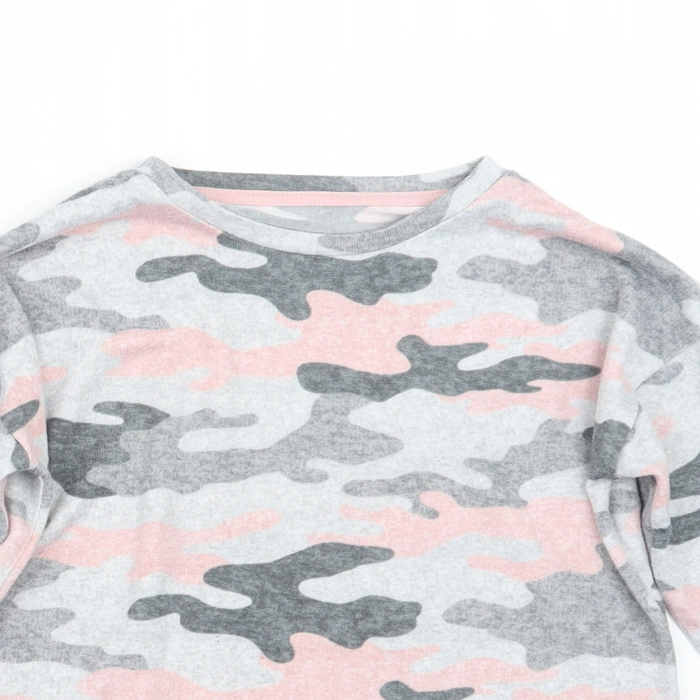 Matalan Girls Grey Camouflage  Pullover Jumper Size 9 Years
