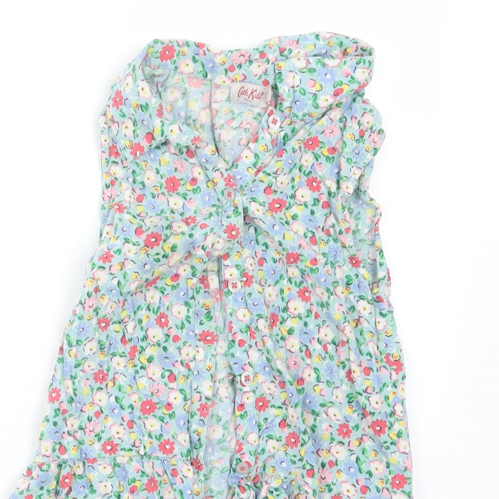 Cath Kidston Girls Blue Floral  Basic Button-Up Size 4-5 Years