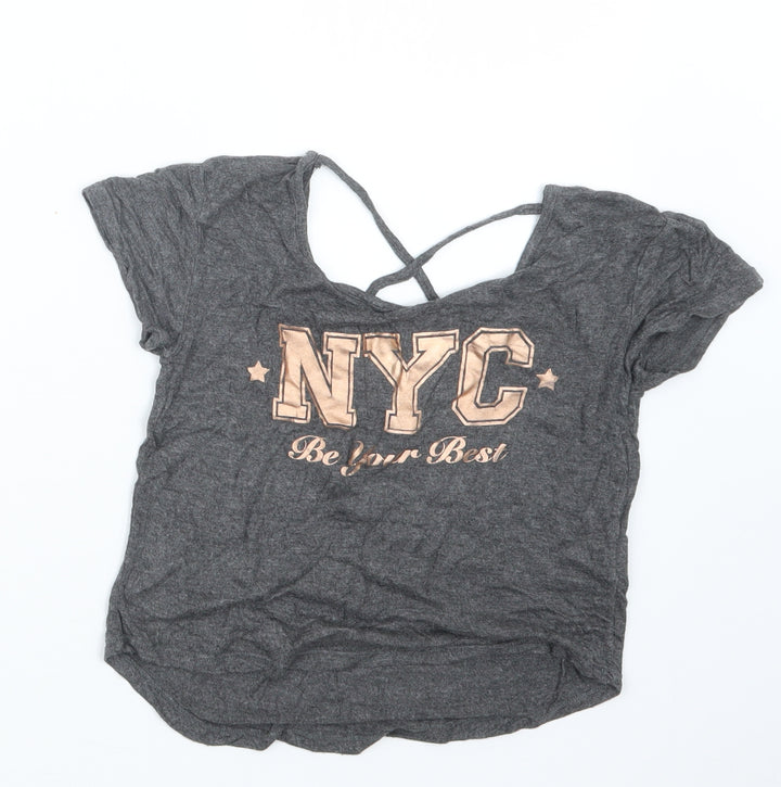 Young Dimension Girls Grey   Basic T-Shirt Size 8-9 Years