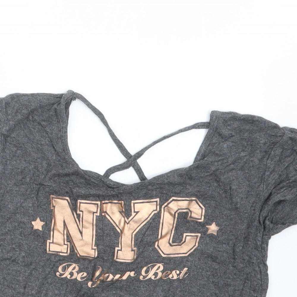 Young Dimension Girls Grey   Basic T-Shirt Size 8-9 Years