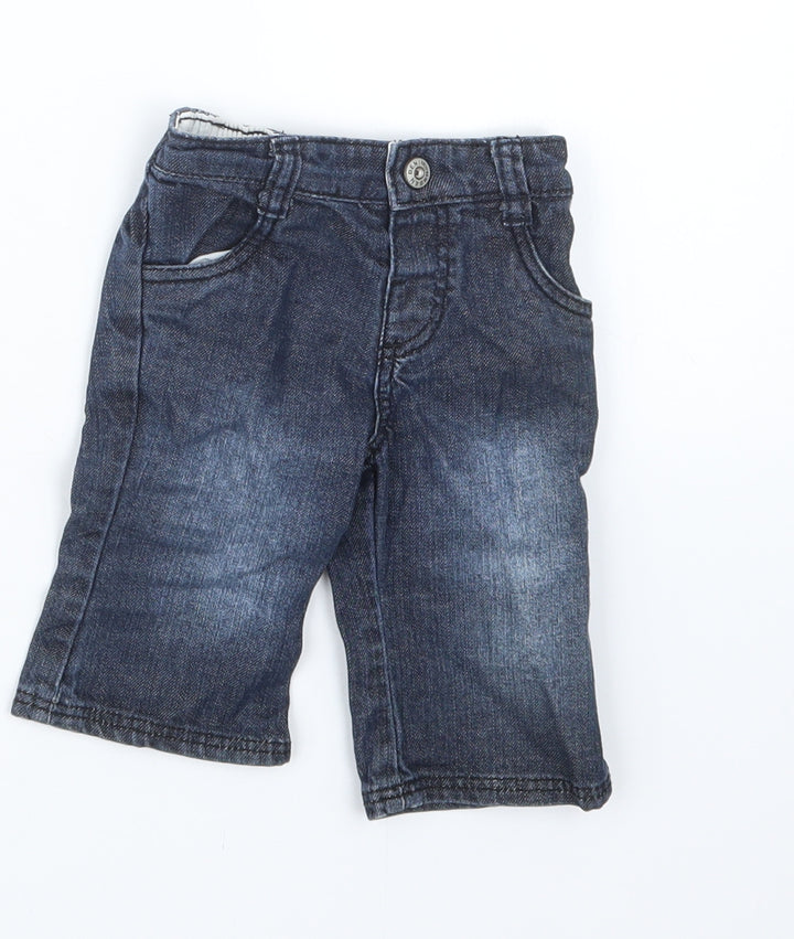 Mothercare Boys Blue Denim Cargo Jeans Size 0-3 Months