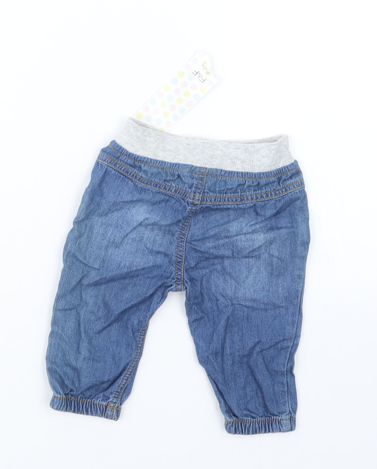 F&F Boys Blue  Denim Cargo Jeans Size 3-6 Months