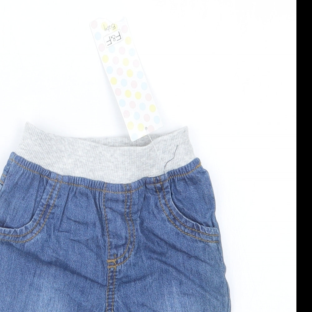 F&F Boys Blue  Denim Cargo Jeans Size 3-6 Months