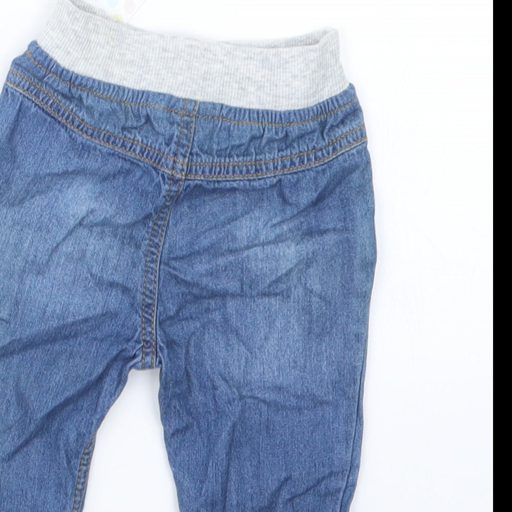 F&F Boys Blue  Denim Cargo Jeans Size 3-6 Months