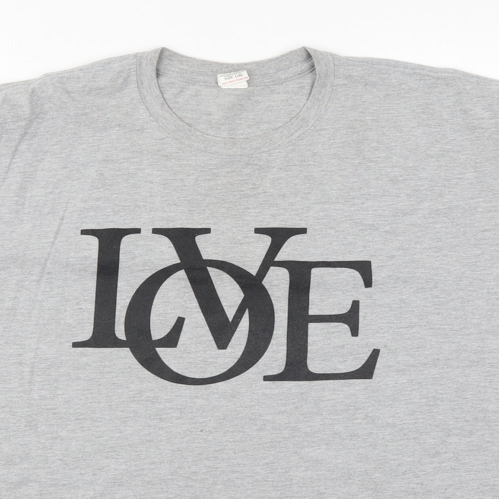 Preworn Mens Grey    T-Shirt Size L  - Love