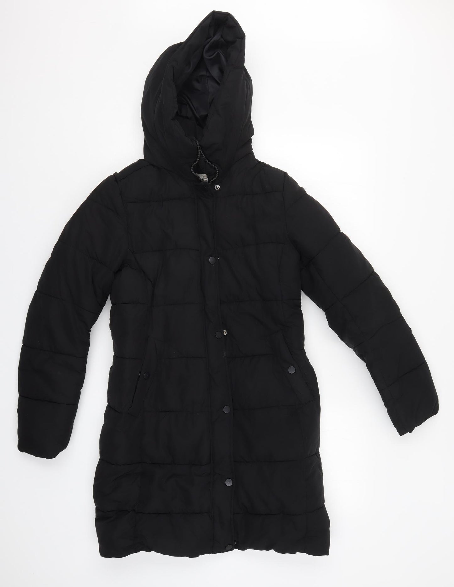 H&M Womens Black   Quilted Coat Size XS