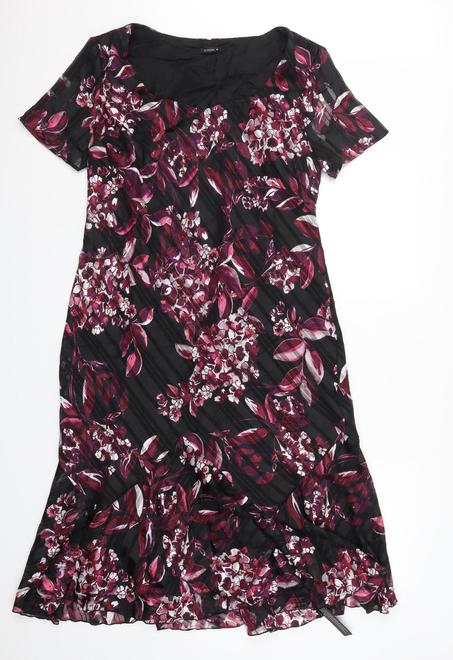 Roman Womens Pink Floral  A-Line  Size 16