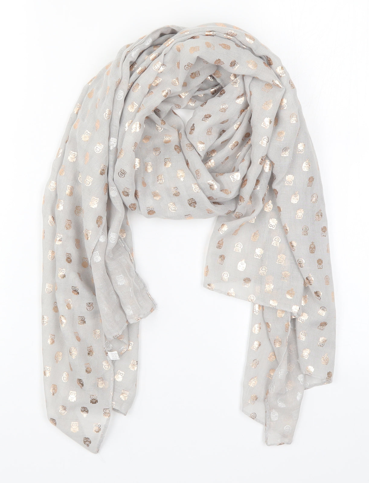 Preworn Womens Grey Polka Dot   Scarf   - Owl Print