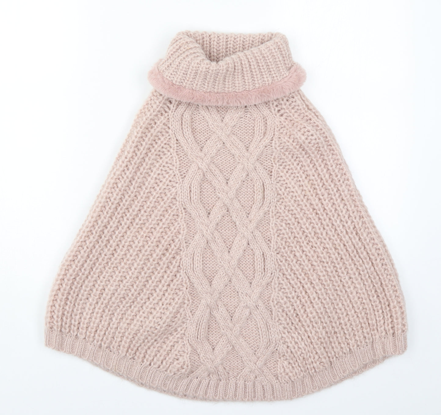 TU Womens Pink  Knit Jacket Poncho One Size  - Cable Knit