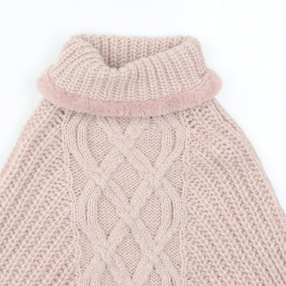 TU Womens Pink  Knit Jacket Poncho One Size  - Cable Knit
