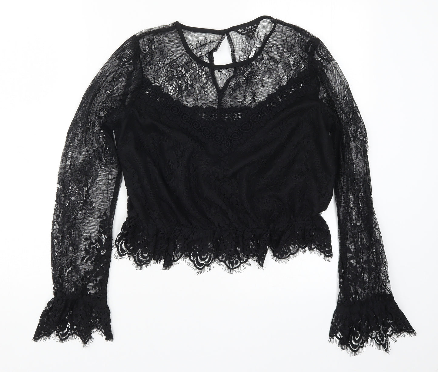 Miss Selfridge Womens Black  Lace Basic Blouse Size 10