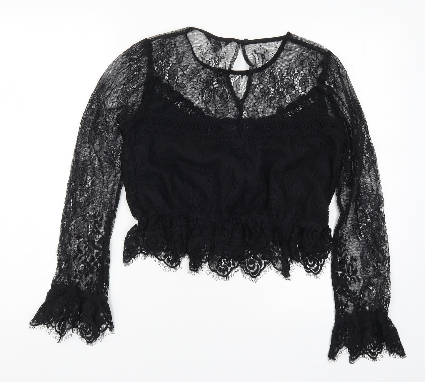 Miss Selfridge Womens Black  Lace Basic Blouse Size 10