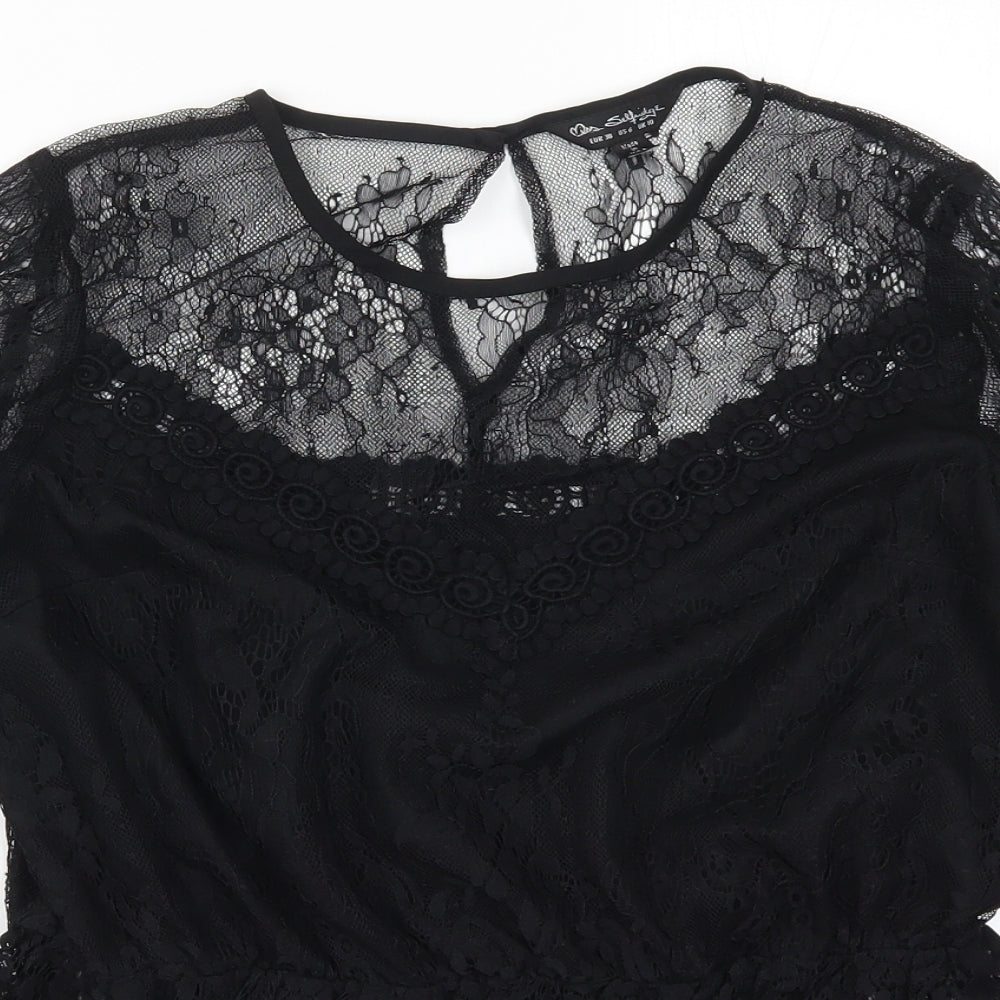Miss Selfridge Womens Black  Lace Basic Blouse Size 10