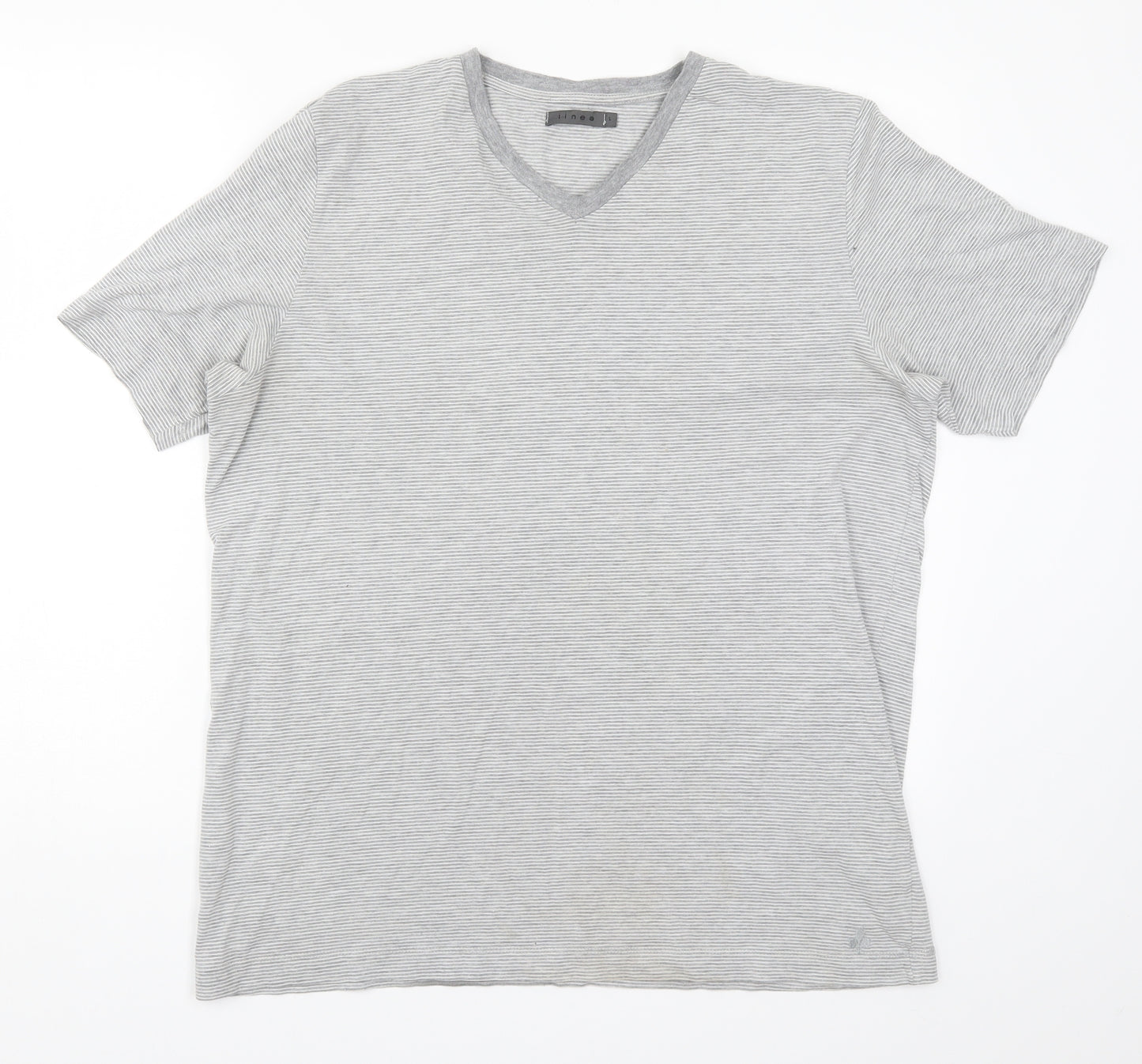 Linea Mens Grey Striped   T-Shirt Size L