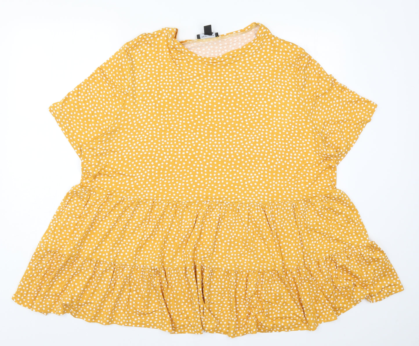 New Look Womens Yellow Geometric  Basic T-Shirt Size 26