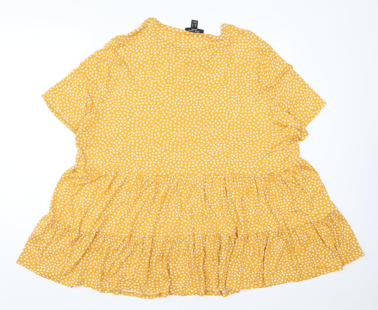 New Look Womens Yellow Geometric  Basic T-Shirt Size 26