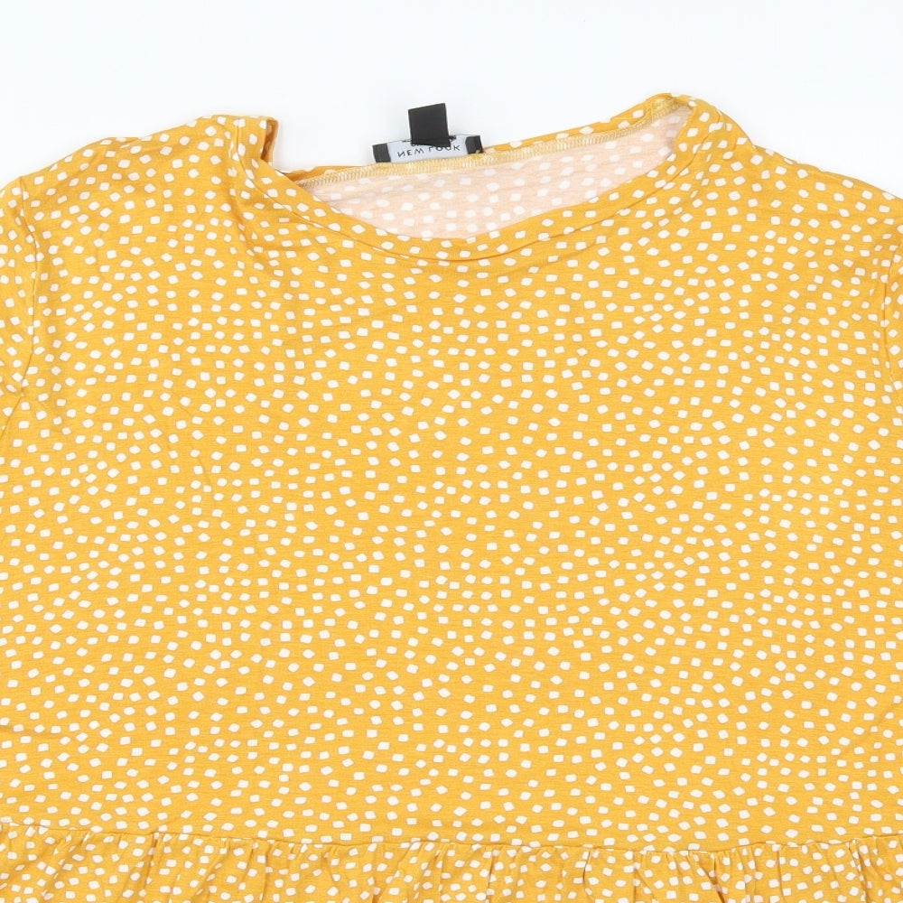 New Look Womens Yellow Geometric  Basic T-Shirt Size 26