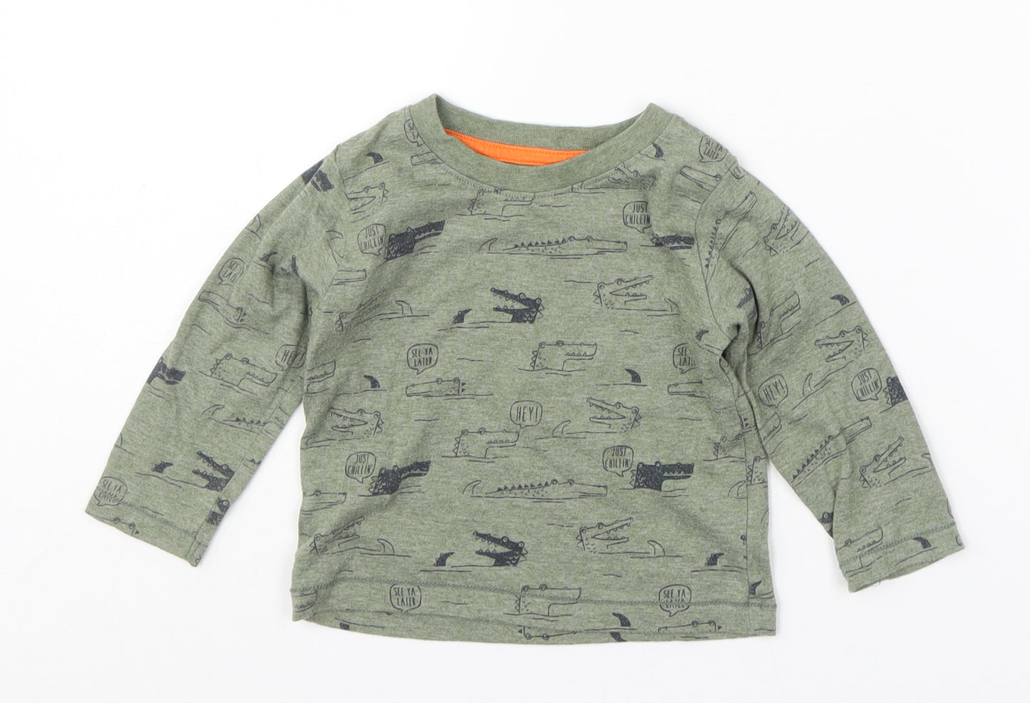 Primark Boys Green   Basic T-Shirt Size 9-12 Months  - Crocodiles