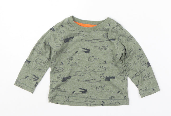 Primark Boys Green Basic T-Shirt Size 9-12 Months - Crocodiles