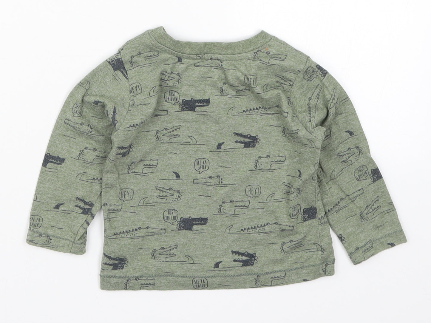 Primark Boys Green   Basic T-Shirt Size 9-12 Months  - Crocodiles