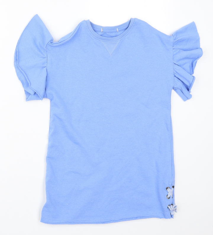 Preworn Girls Blue Pullover Sweatshirt Size 5-6 Years